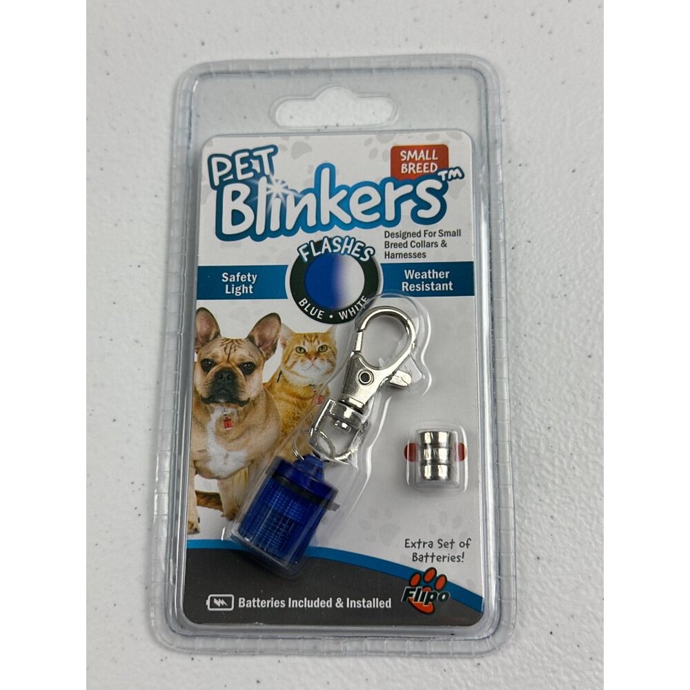 Pet Blinkers Small Breed Flashing LED Safety Light Blue & White Weather Resistan